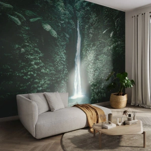 Fototapeta STANDARD ECO - Tropikalny zdrój - Wodospad pośród tropikalnej dżungli i gęstej zieleni - 100x70cm