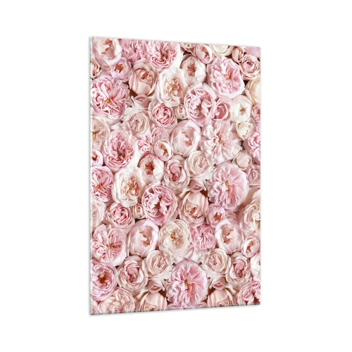 Obraz na szkle - Delikatne róże w odcieniach różu na całej powierzchni - 70x100cm - Usłane różami - Nowoczesna dekoracja ścienna do salonu i sypialni ARTTOR