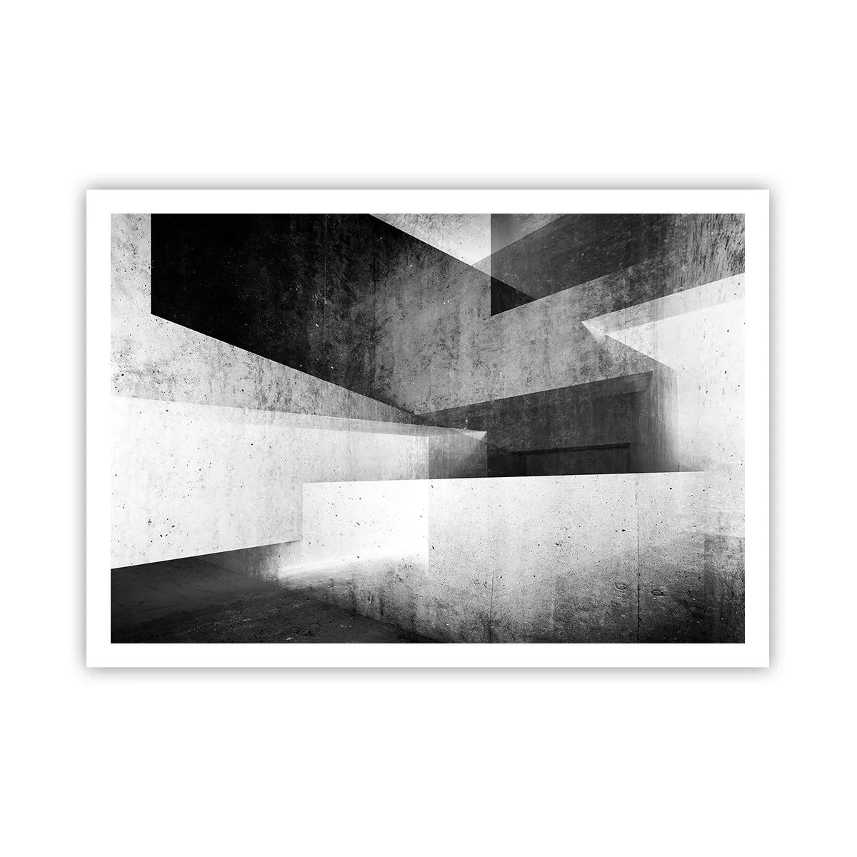 Plakat - Geometryczne kształty w monochromatycznej kompozycji - 100x70cm - Struktura przestrzeni - Nowoczesna dekoracja ścienna do salonu i sypialni ARTTOR