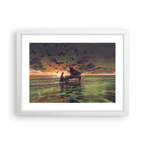 Plakat w białej ramie - Koncert na fortepian i fale - 40x30 cm