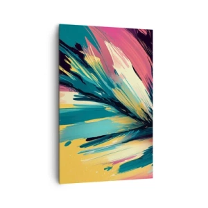 Obraz na płótnie - Abstrakcyjna kompozycja w intensywnych i kontrastowych barwach - 80x120cm - Kompozycja – eksplozja radości - Nowoczesna dekoracja ścienna do salonu i sypialni ARTTOR
