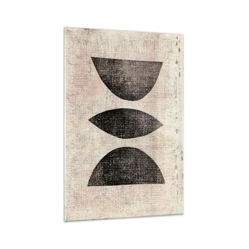 Obraz na szkle - Etniczne kształty w ciemnych tonacjach na jasnym tle - 70x100cm - Etniczna abstrakcja - Nowoczesna dekoracja ścienna do salonu i sypialni ARTTOR