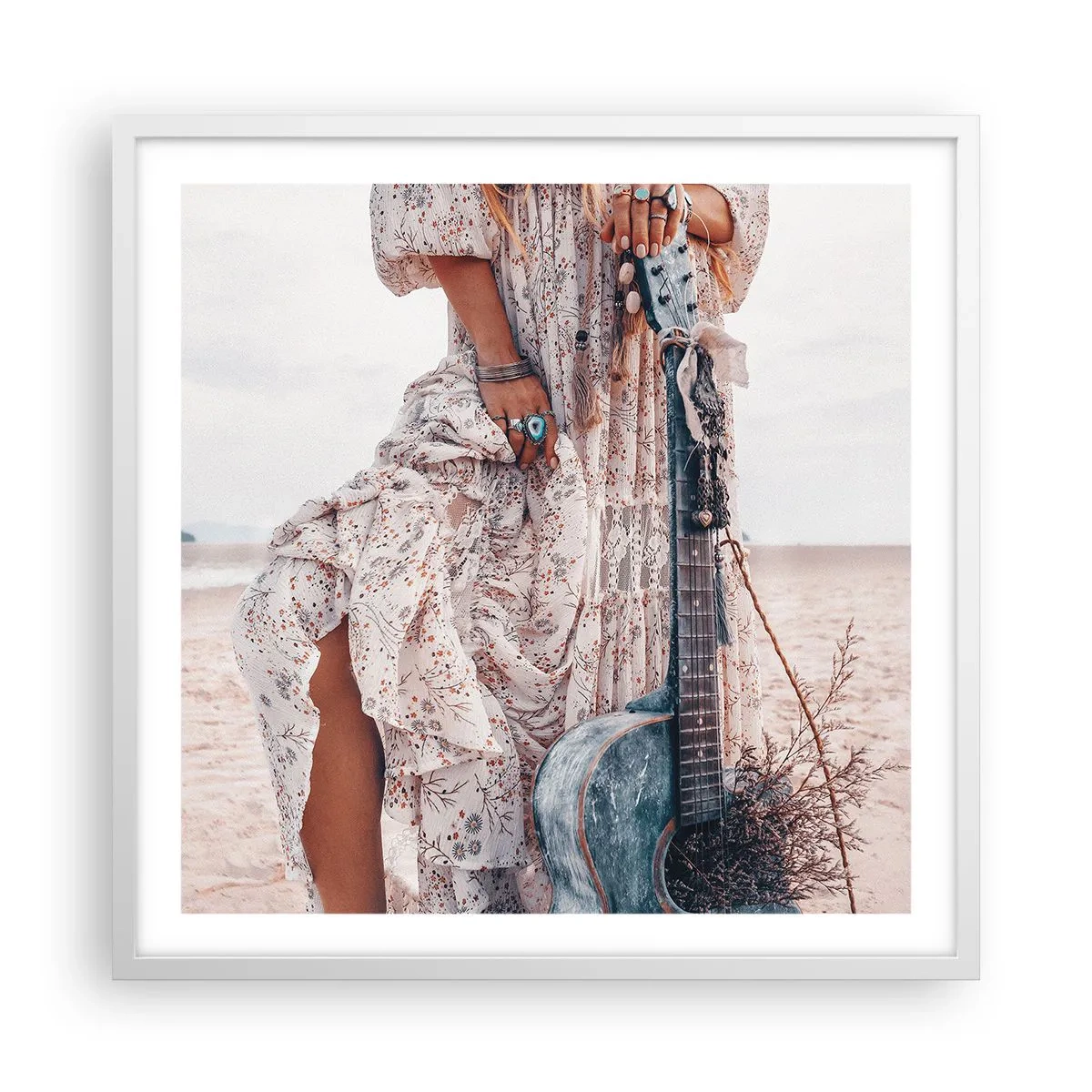 Plakat w białej ramie - Dzieci kwiaty w drodze - 60x60 cm