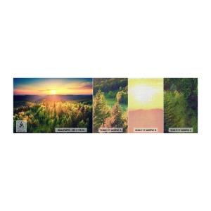 Fototapeta Próbka Premium Canvas - Wierzchołki i szczyty - Krajobraz, Las, Góry - 100x30 cm