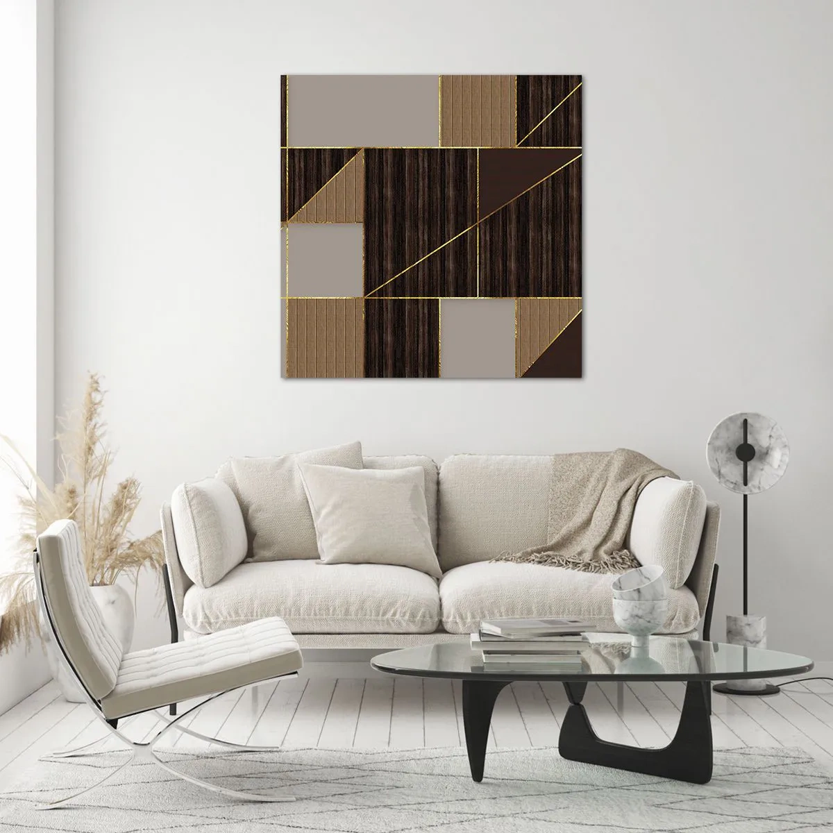 Obraz na szkle - Mozaika brązów i złota - 40x40 cm