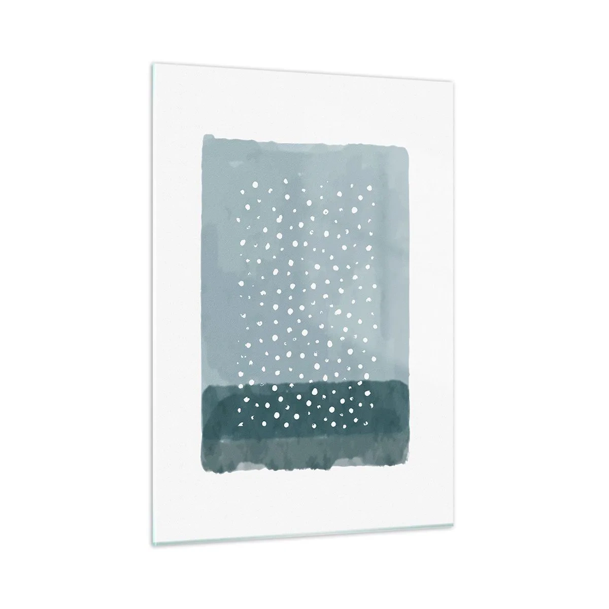 Obraz na szkle - Abstrakcyjny obraz w odcieniach błękitu z białymi kropkami - 50x70cm - Wyrosłe na błękicie - Nowoczesna dekoracja ścienna do salonu, kuchni i sypialni ARTTOR