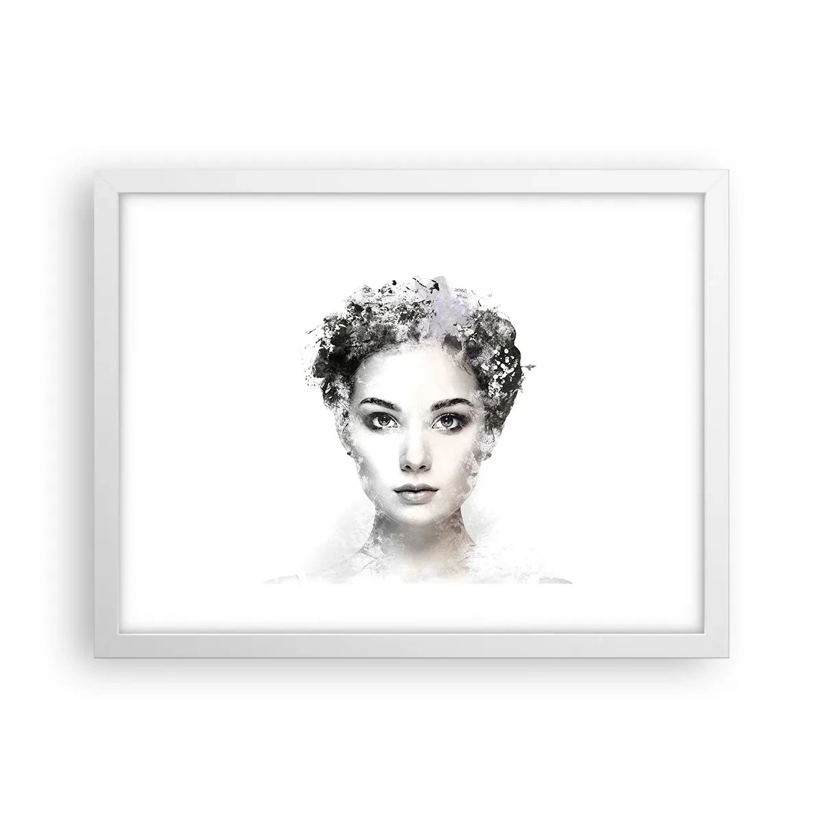 Plakat w białej ramie - Portret niezwykle stylowy - 40x30 cm