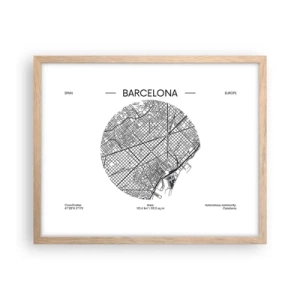 Plakat w ramie jasny dąb - Anatomia Barcelony - 50x40 cm