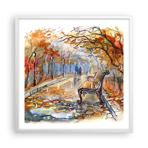 Plakat w białej ramie - Razem powędrować w jesień - 60x60 cm