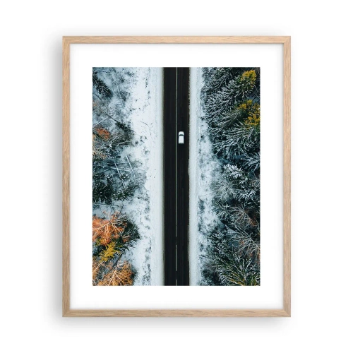 Plakat w ramie jasny dąb - Przeciąć zimowy las - 40x50 cm