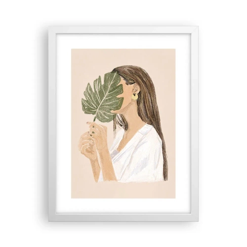 Plakat w białej ramie - Tajemniczy portret z wachlarzem - 30x40 cm