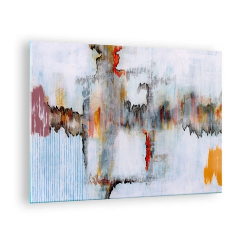 Obraz na szkle - Abstrakcyjna kompozycja z energetycznymi kolorami - 70x50cm - Patykiem na wodzie - Nowoczesna dekoracja ścienna do salonu i sypialni ARTTOR