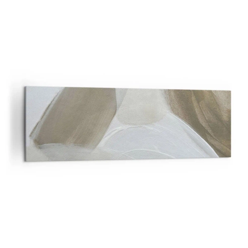 Obraz na płótnie - Delikatna abstrakcja w odcieniach beżu i bieli - 160x50cm - Fala bieli - Nowoczesna dekoracja ścienna do salonu i sypialni ARTTOR