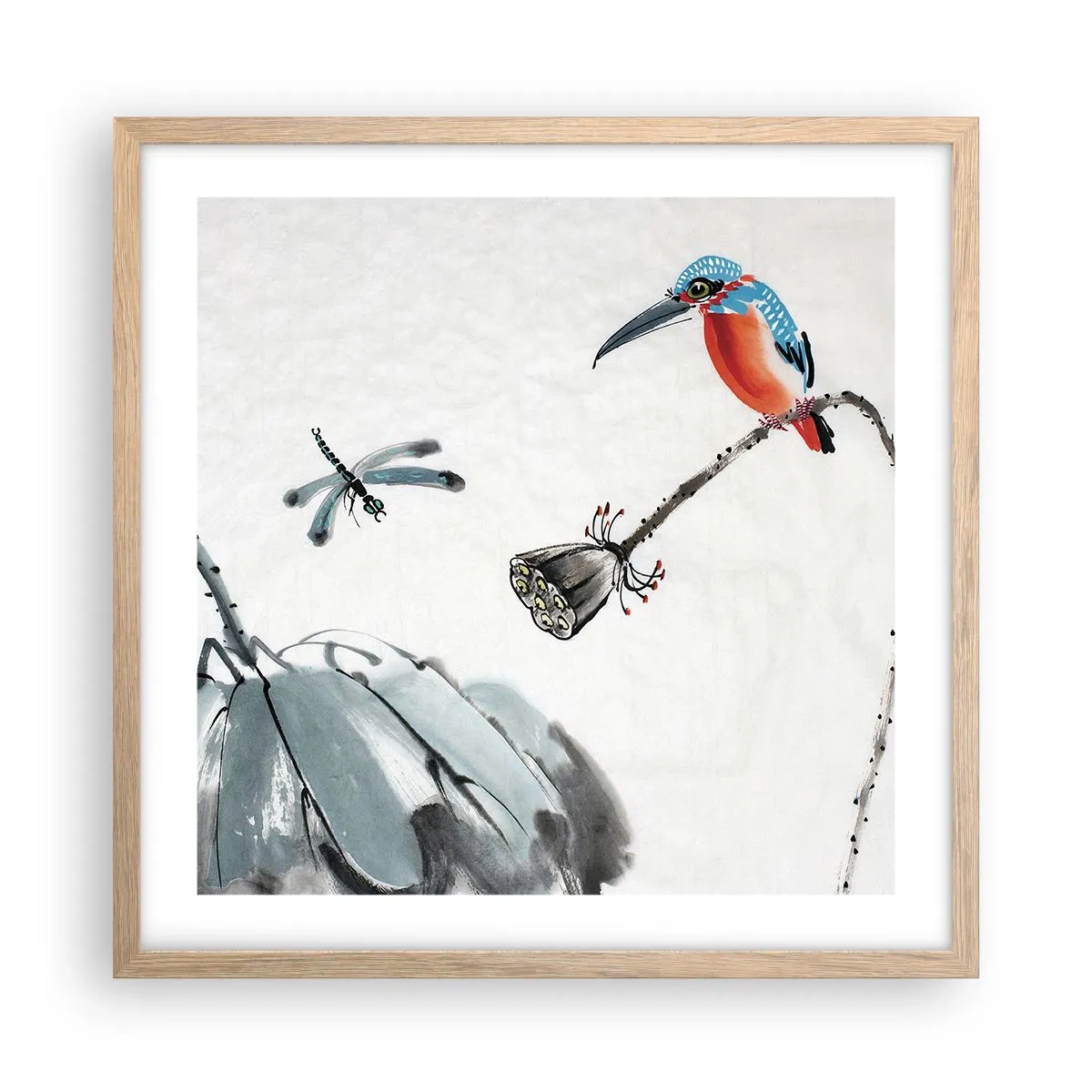 Plakat w ramie jasny dąb - Życie łąki - 50x50 cm