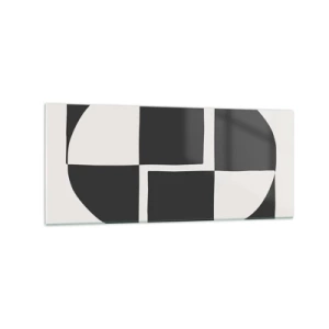 Obraz na szkle - Abstrakcyjne kształty geometryczne w czerni i bieli - 120x50cm - Antyteza – synteza - Nowoczesna dekoracja ścienna do salonu i sypialni ARTTOR