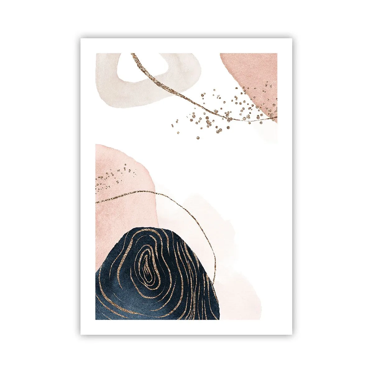 Plakat - Abstrakcyjne formy w pastelowych odcieniach z akcentami złota - 50x70cm - Wszystko płynie - Nowoczesna dekoracja ścienna do salonu, kuchni i sypialni ARTTOR