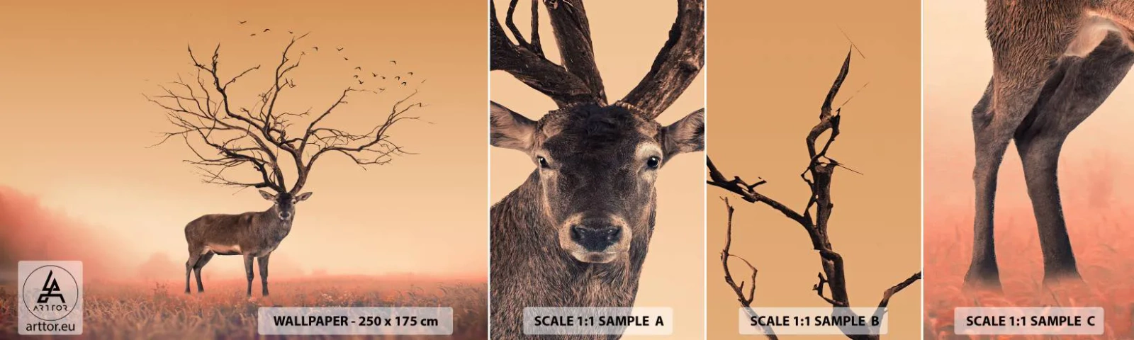 Fototapeta Próbka Samoprzylepna Deluxe Sticker - Prajeleń - odwieczny duch lasu - Abstrakcja, Jeleń, Natura - 100x30 cm