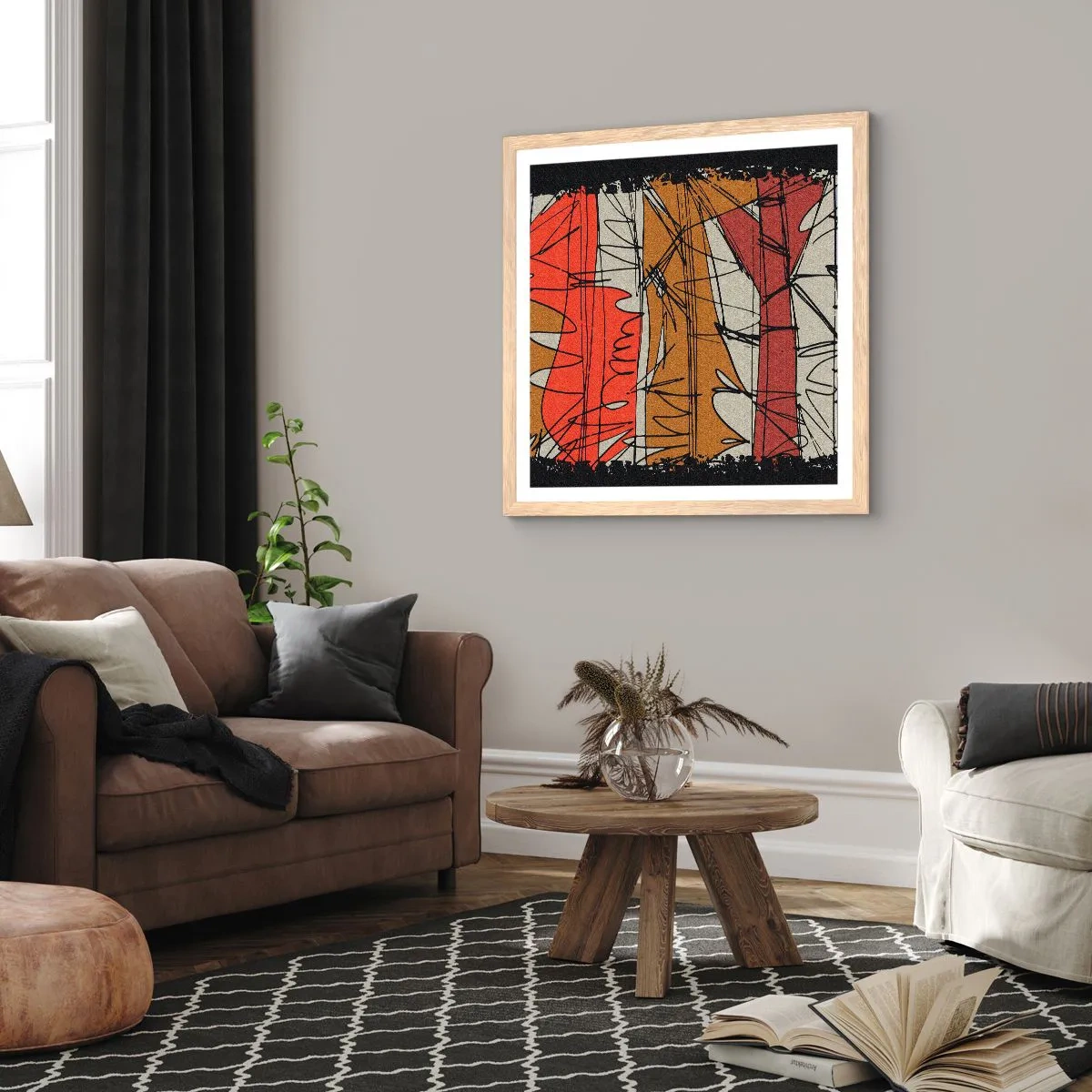 Plakat w ramie jasny dąb - Kompozycja spontaniczna - 60x60 cm