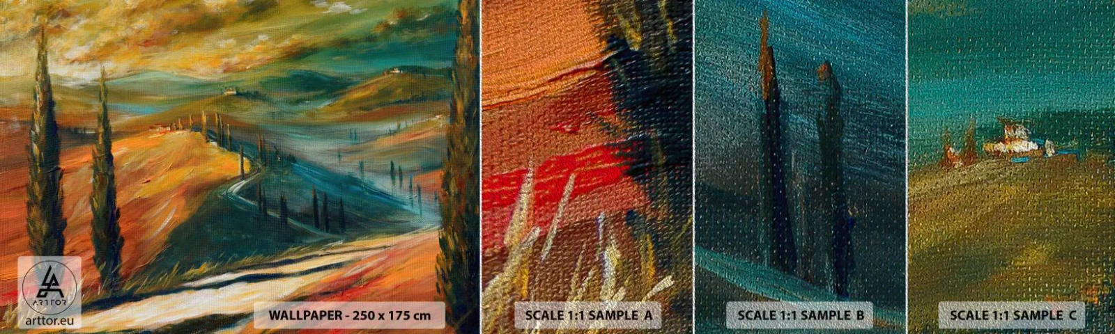 Fototapeta Próbka Premium Sand - Toskański pejzaż - Pejzaż, Toskania, Podróże - 100x30 cm