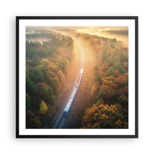 Plakat w czarnej ramie - Jesienna podróż - 60x60 cm