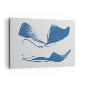 Obraz na płótnie - Abstrakcyjne formy w błękitnych odcieniach na białym tle - 120x80cm - Abstrakcja uskrzydlona - Nowoczesna dekoracja ścienna do salonu, kuchni i sypialni ARTTOR