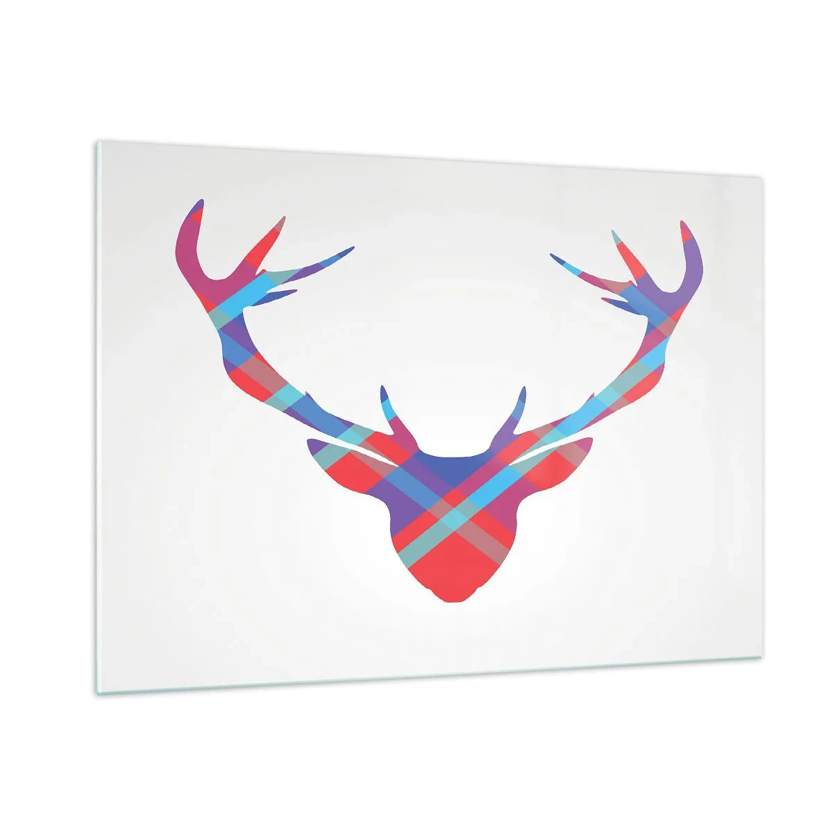 Obraz na szkle - Geometryczny wizerunek jelenia w pastelowych kolorach - 100x70cm - Szkocki jeleń - Nowoczesna dekoracja ścienna do salonu, kuchni i sypialni ARTTOR