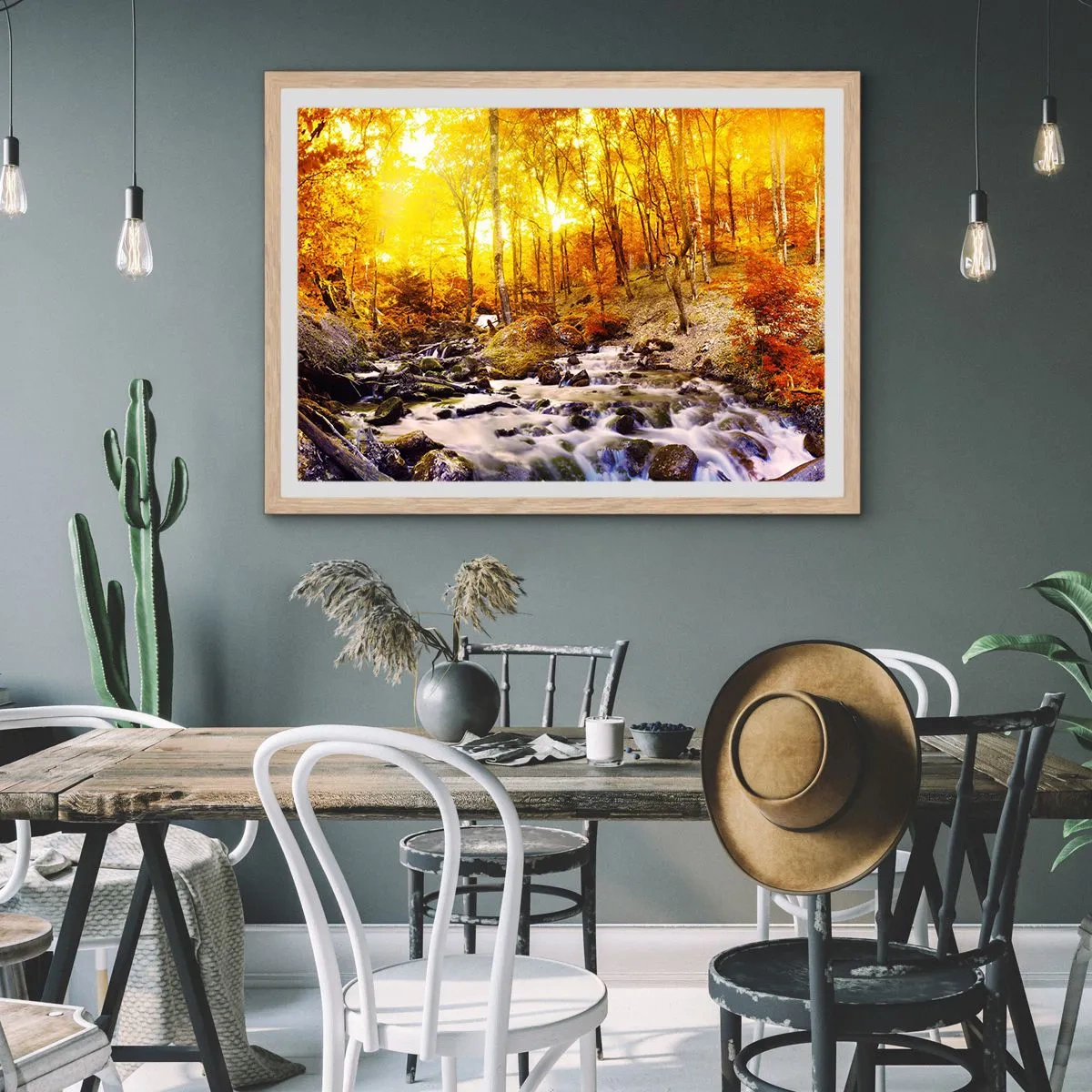 Plakat w ramie jasny dąb - Kamienie oprawne w złoto i platynę - 91x61 cm