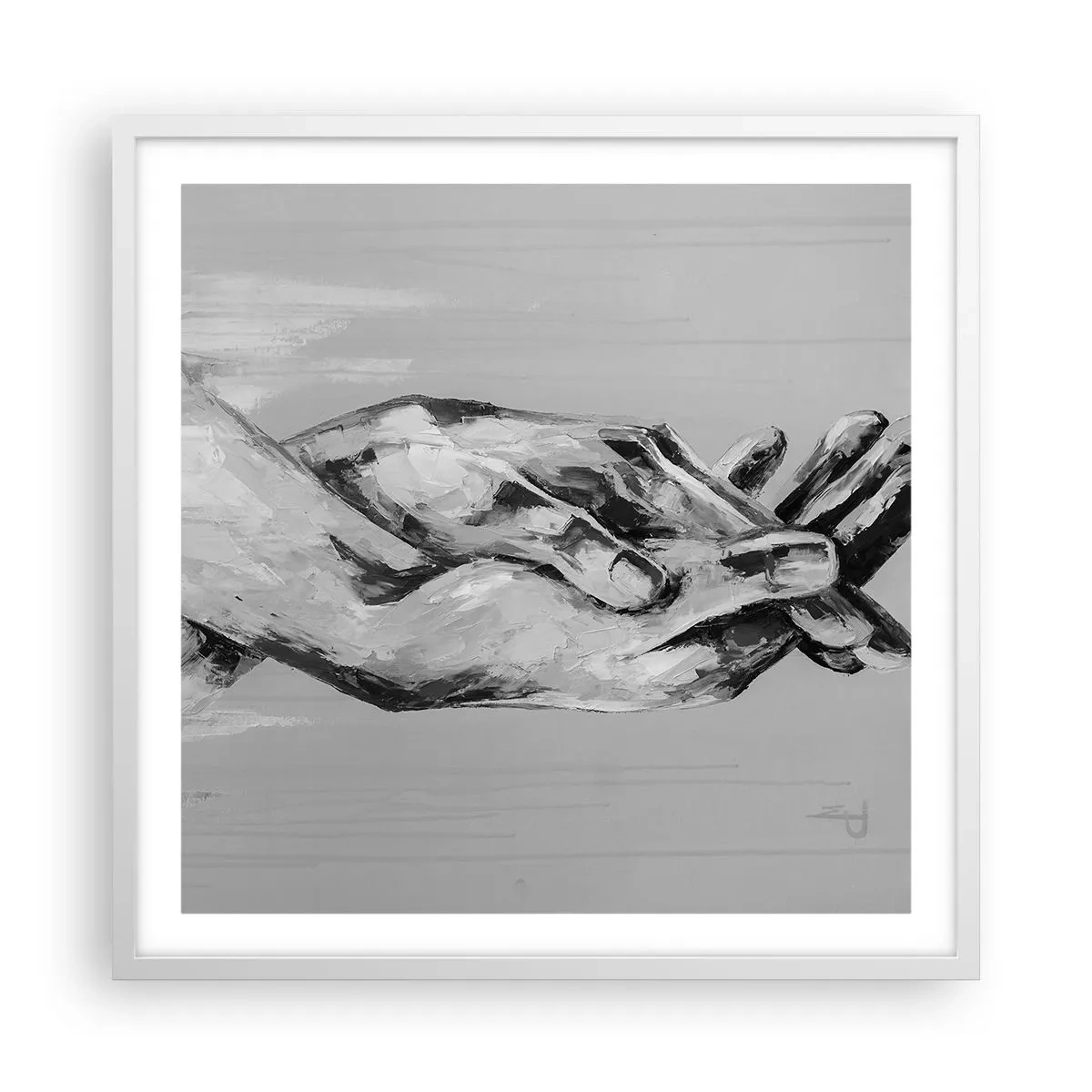 Plakat w białej ramie - Początek… - 60x60 cm