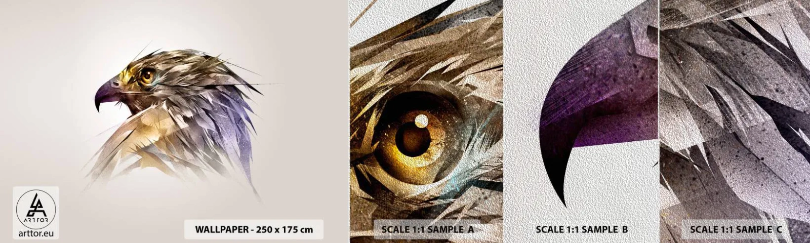 Fototapeta Próbka Premium Sand - Portret wojownika - Abstrakcja, Orzeł, Ptak - 100x30 cm