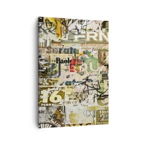 Obraz na płótnie - Abstrakcyjny kolaż z napisami i kolorami - 50x70cm - Oj, dzieje się… - Nowoczesna dekoracja ścienna do salonu, kuchni i sypialni ARTTOR