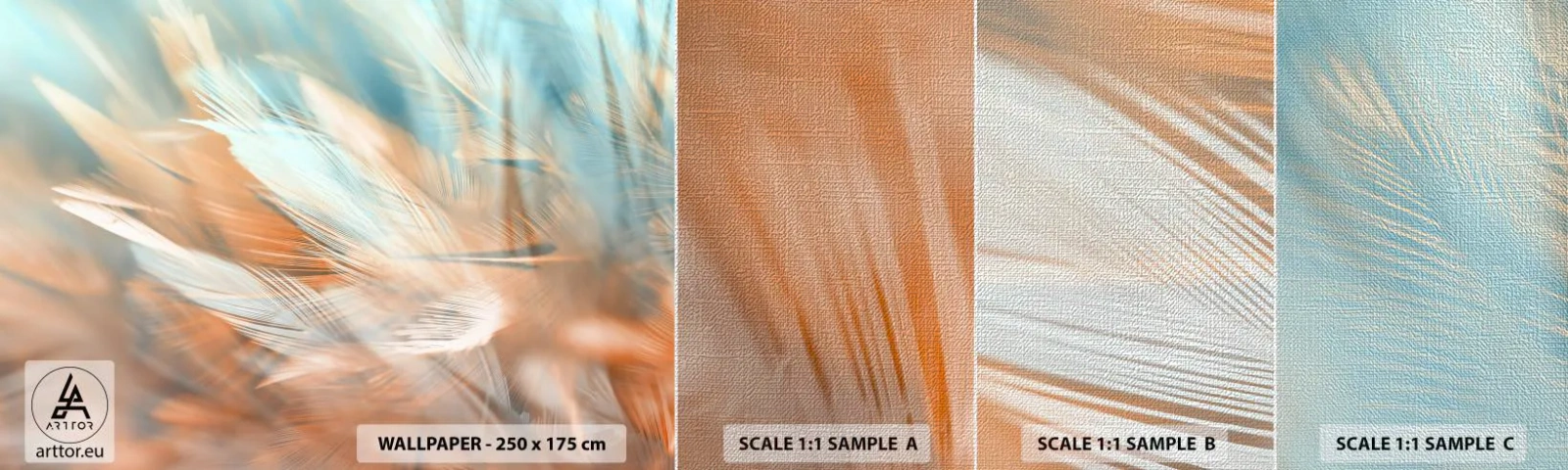 Fototapeta Próbka Premium Canvas - W krainie łagodności - Delikatny, Pióra, Minimalizm - 100x30 cm