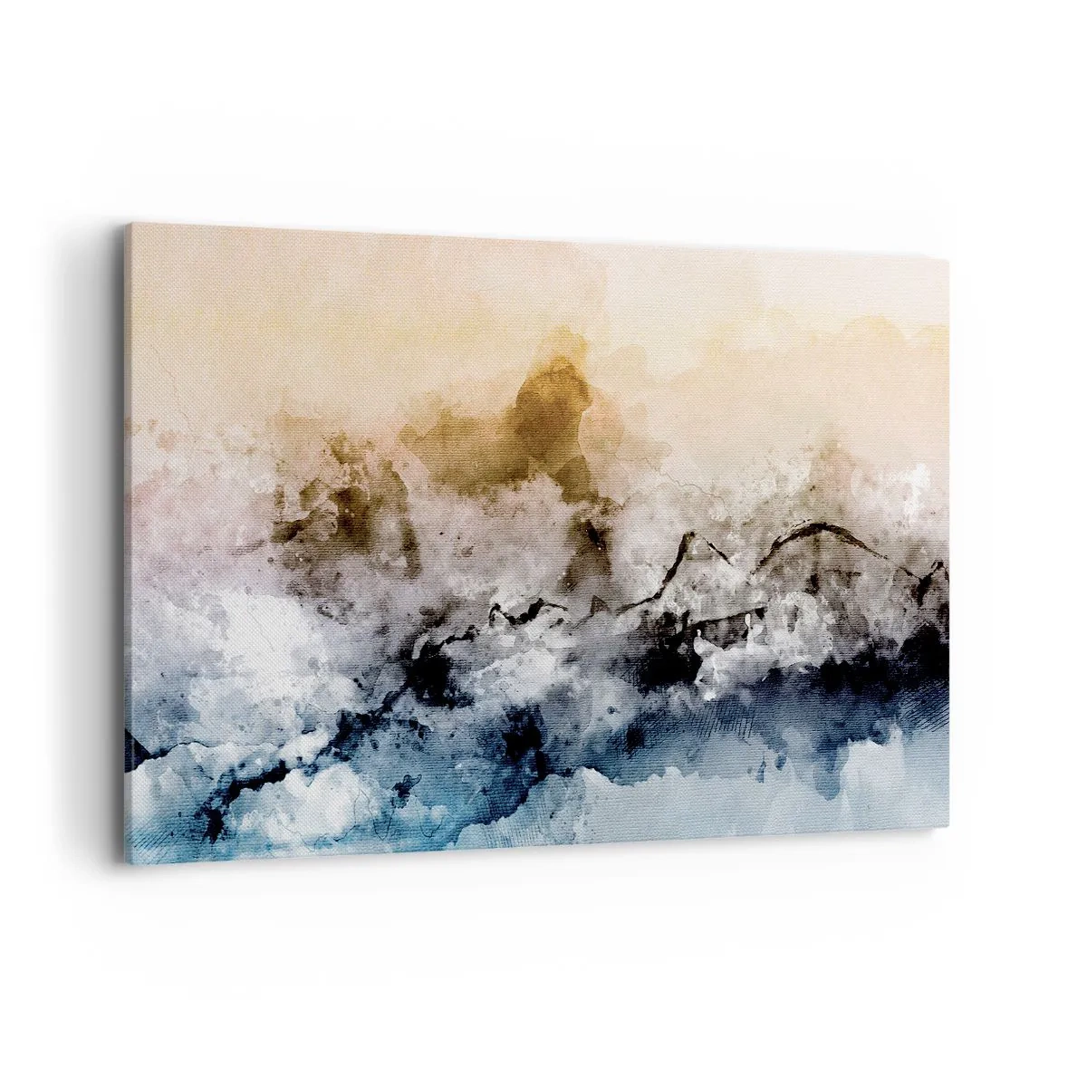 Obraz na płótnie - Abstrakcyjny krajobraz z mgłą i subtelnymi kolorami - 120x80cm - Zatopione w tumanie mgły - Nowoczesna dekoracja ścienna do salonu, kuchni i sypialni ARTTOR