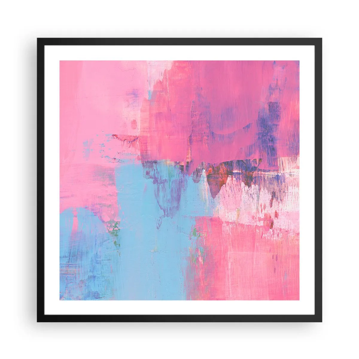 Plakat w czarnej ramie - Róż, błękit i szczypta światła - 60x60 cm