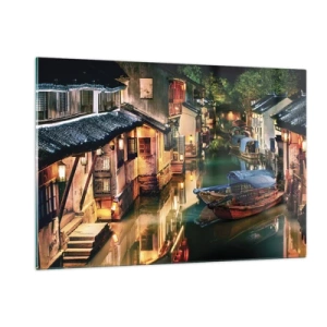 Obraz na szkle - Wieczór na chińskiej ulicy - 120x80 cm