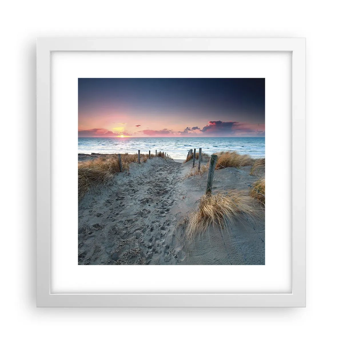 Plakat w białej ramie - Rozlałeś tęczę blasków promienistą… - 30x30 cm