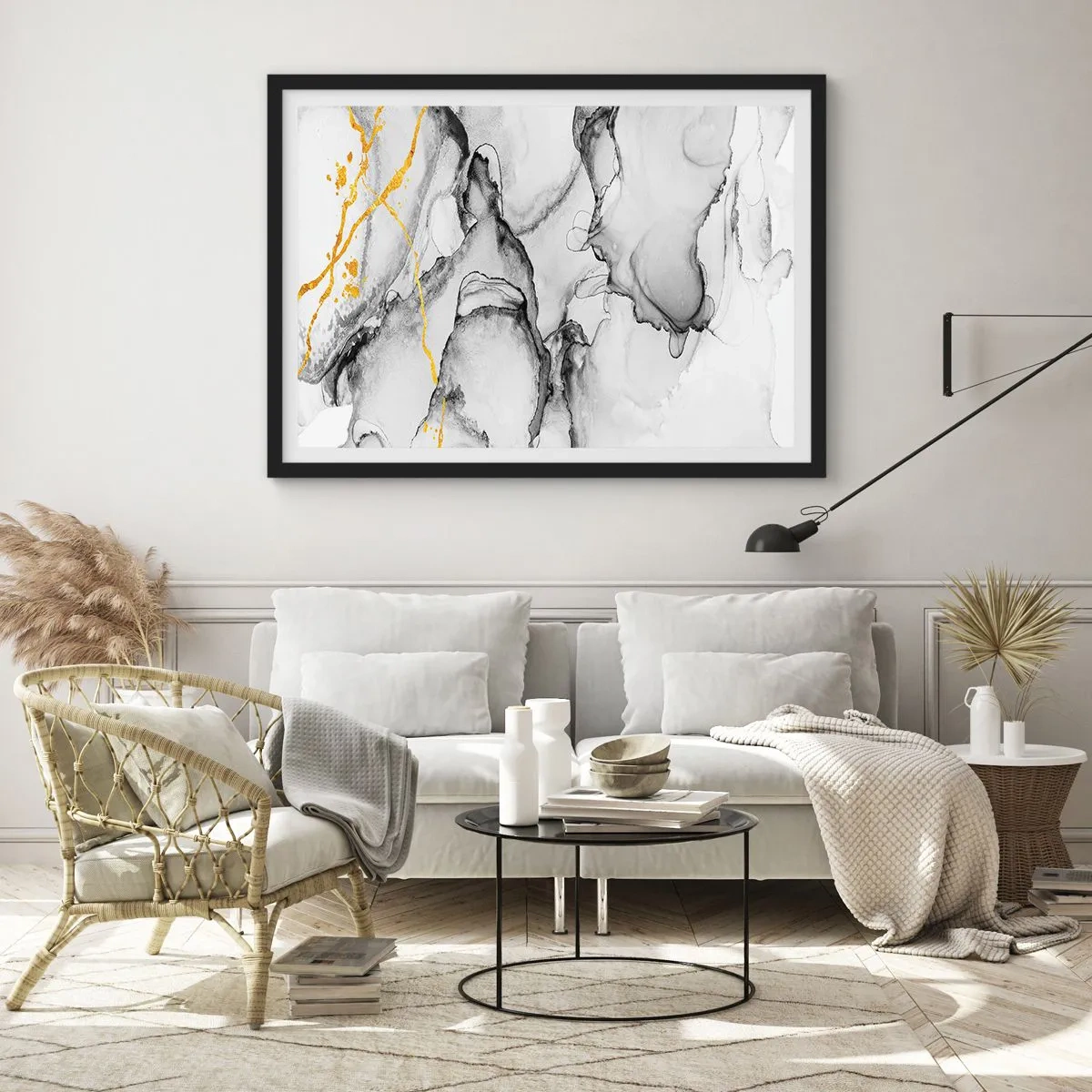 Plakat w czarnej ramie - Kompozycja z motywem złota - 40x30 cm