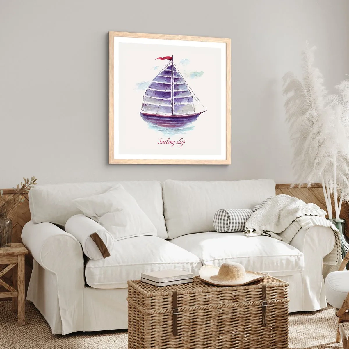 Plakat w ramie jasny dąb - Pełnych żagli i spokojnej wody - 40x40 cm