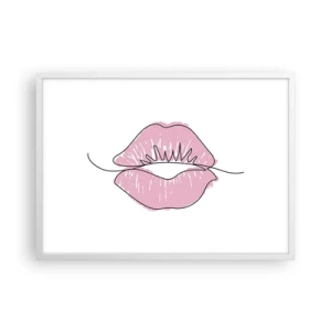 Plakat w białej ramie - Gotowy do pocałunku? - 70x50 cm