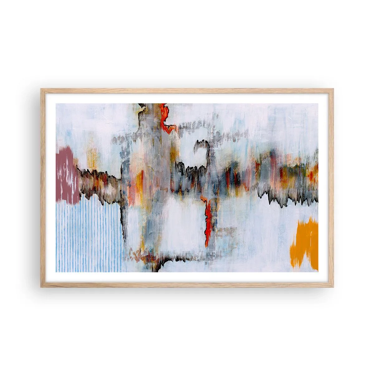 Plakat w ramie jasny dąb - Patykiem na wodzie - 91x61 cm