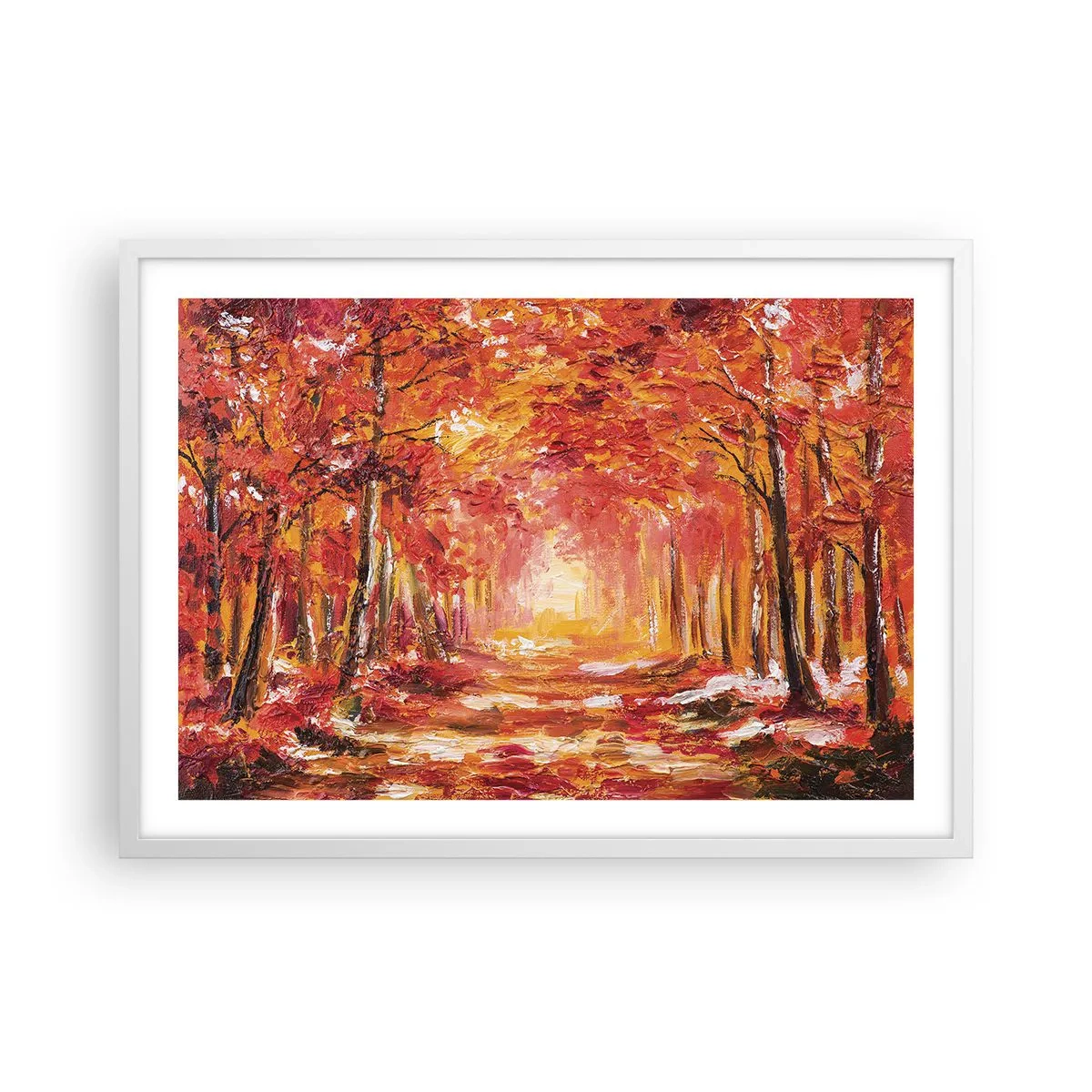 Plakat w białej ramie - Miedziany las - 70x50 cm