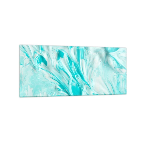 Obraz na szkle - Abstrakcyjny motyw w pastelowych odcieniach błękitu i bieli - 120x50cm - Na zawsze razem - Nowoczesna dekoracja ścienna do salonu i sypialni ARTTOR