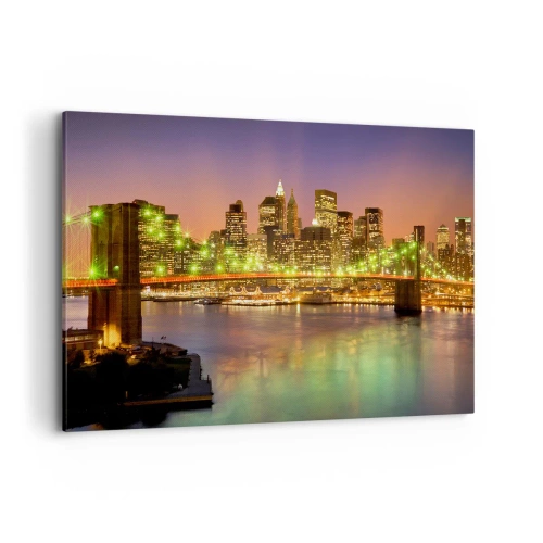 Obraz na płótnie - Oświetlony most w nowoczesnym mieście nocą - 120x80cm - Tu światło nigdy nie gaśnie - Nowoczesna dekoracja ścienna do salonu, kuchni i sypialni ARTTOR