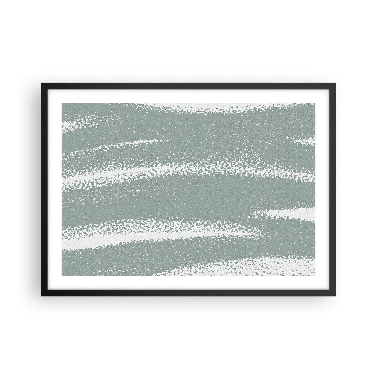 Plakat w czarnej ramie - Zimowe fale w odcieniach mięty i bieli - 70x50cm - Abstrakcja w zimowym klimacie - Nowoczesna dekoracja ścienna do salonu i sypialni ARTTOR