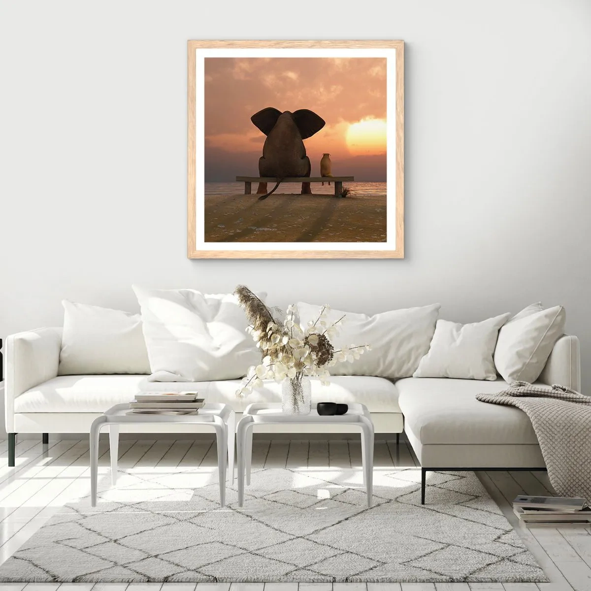 Plakat w ramie jasny dąb - Dobrze jest razem pomilczeć - 30x30 cm