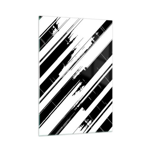 Obraz na szkle - Czarno-białe linie i geometryczne wzory w nowoczesnym stylu - 70x100cm - Kompozycja intensywna i dynamiczna - Nowoczesna dekoracja ścienna do salonu i sypialni ARTTOR