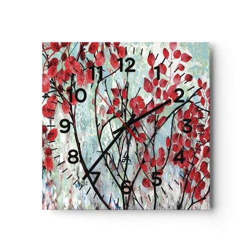 Zegar ścienny - Drzewo w szkarłacie - 40x40 cm
