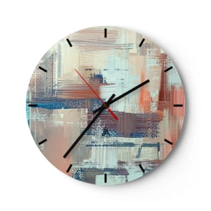 Zegar ścienny - Abstrakcyjna kompozycja pociągnięć pędzla w pastelowych barwach - 30x30cm - Dotrzeć do światła - Nowoczesna dekoracja ścienna do salonu, kuchni i sypialni ARTTOR