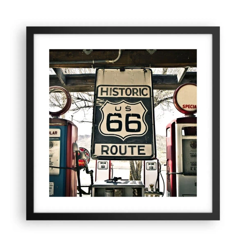 Plakat w czarnej ramie - Amerykańska retro podróż - 40x40 cm