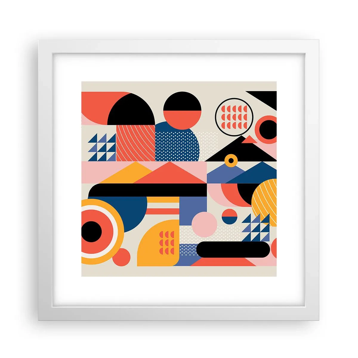 Plakat w białej ramie - Kompozycja: pobaw się - 30x30 cm