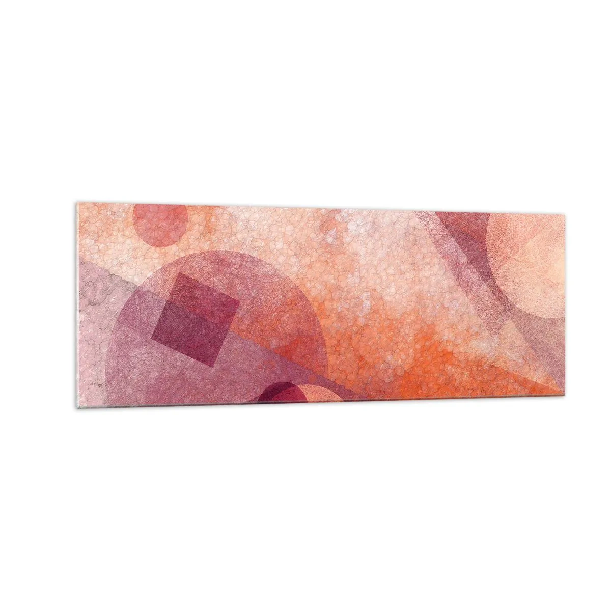 Obraz na szkle - Abstrakcyjne kształty geometryczne w pastelowych odcieniach różu - 140x50cm - Przekształcenia geometryczne w różu - Nowoczesna dekoracja ścienna do salonu i sypialni ARTTOR